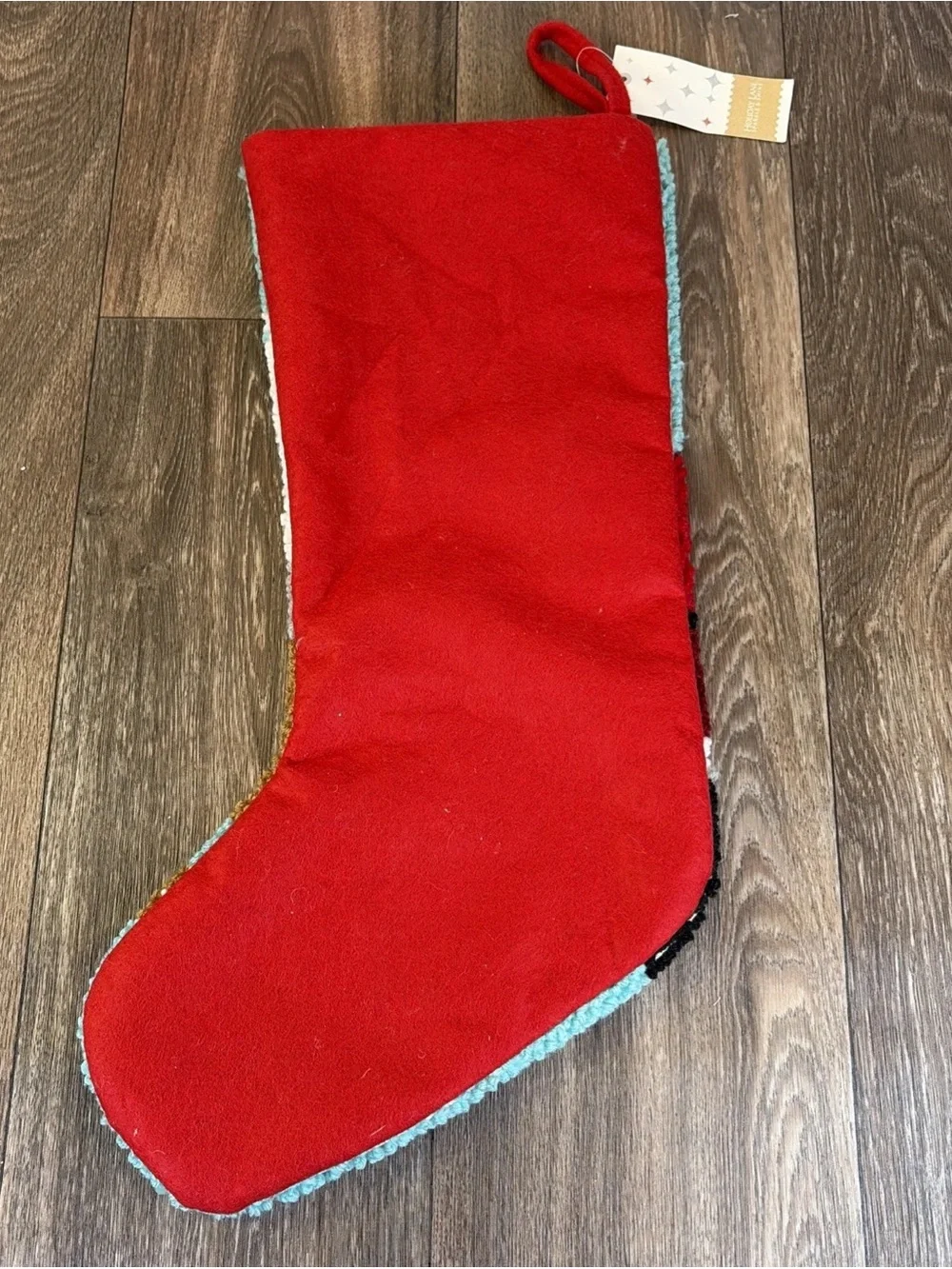 Macy's Holiday Lane Santa & Reindeer Hooked Wool Christmas Stocking 19